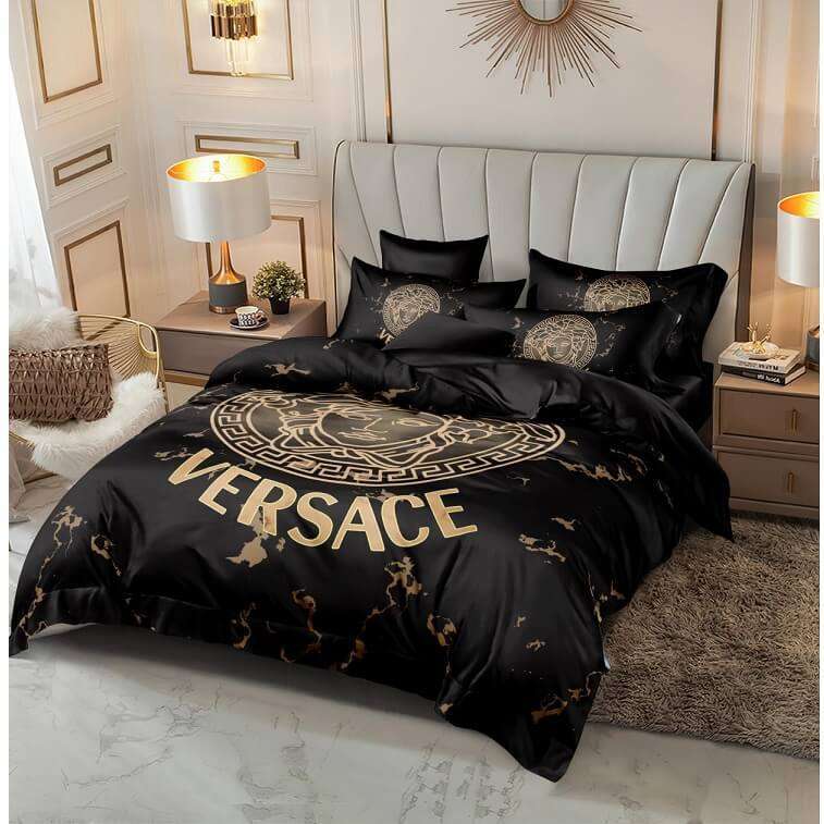 Versace Bed Sheet Cover Set Black,Gold in AjmanShop