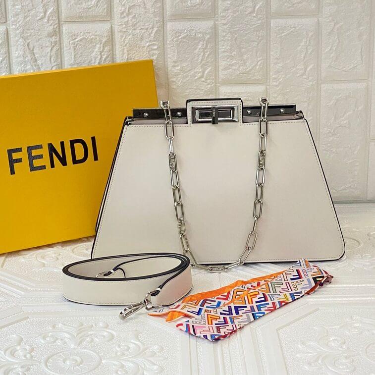 Fendi Plane Peekaboo Bag for Women White in AjmanShop