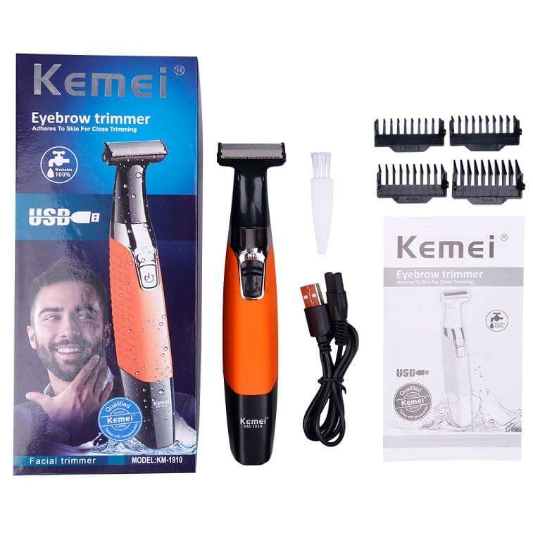 Kemei Professional Rechargeable All Purpose Hair Trimmer, KM1910 - Orange-Ajmanshop