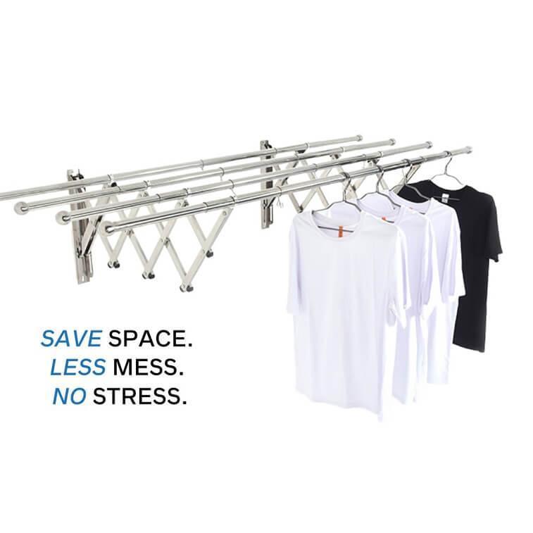 4 Pole Premium Retractable Stainless Steel Wall Mounted Clothes Drying Rack - AjmanShop