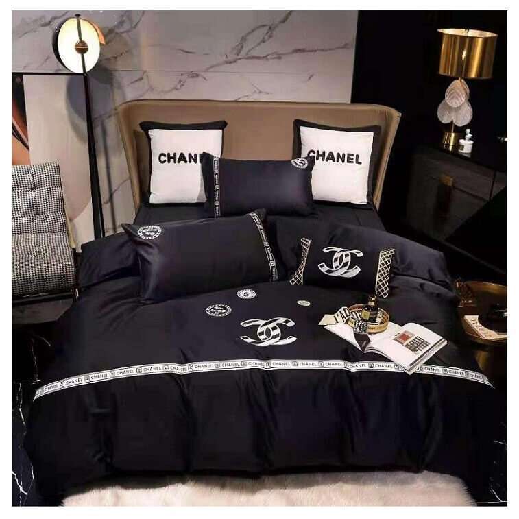 Black Chanel Cotton Bed Cover Set - AjmanShop