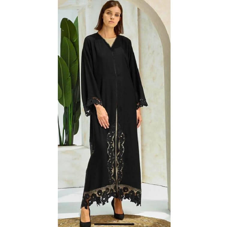 Black Cut Work Abaya - AjmanShop