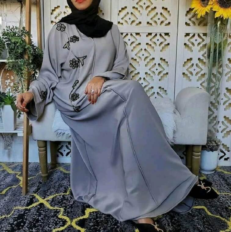 Black Grey Abaya - AjmanShop