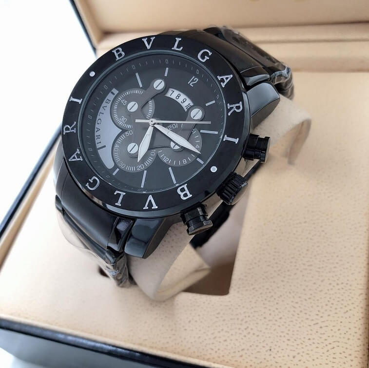 Bvlgari Stylish Watches For Men With Box, Black- Ajmanshop