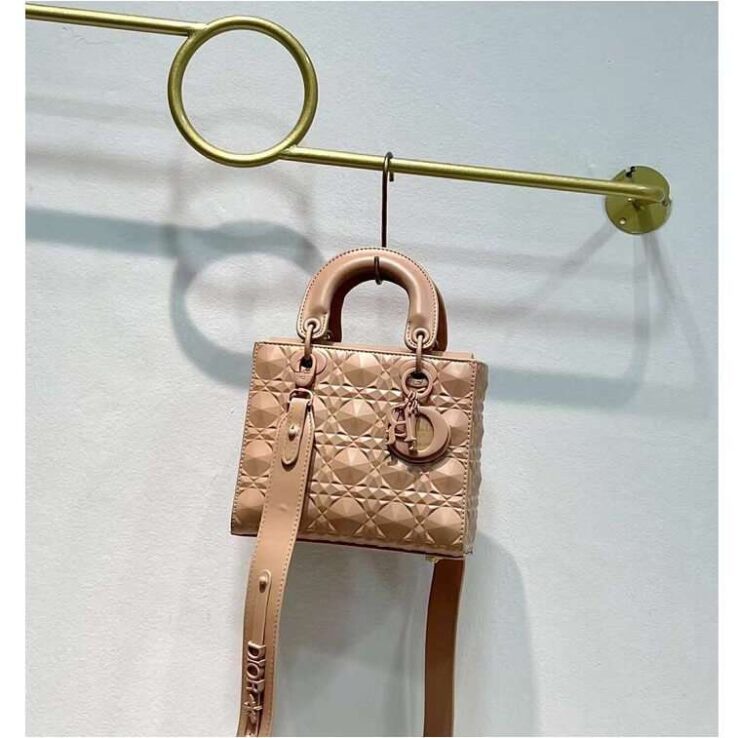 Dior Sling Patent leather Small Lady Dior Bag Nude- AjmanShop