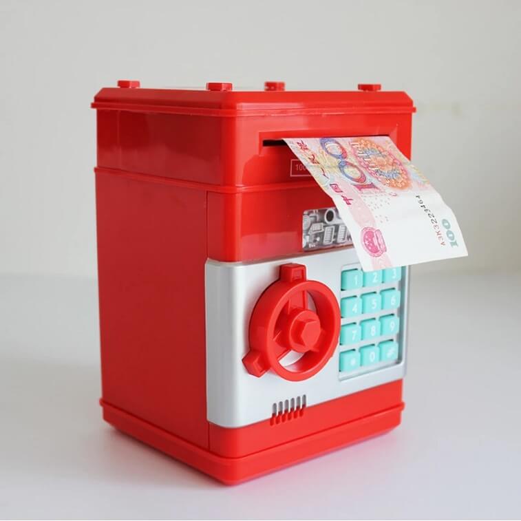 Electronic Piggy Bank ATM Password Money Box Cash Money Saving Box with Automatic Safe Deposit Box Red in Ajman Shop Dubai