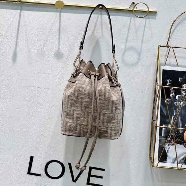 Fendi Pouch Mon Tresor Mini Bag For Ladies Beige Brown- AjmanShop