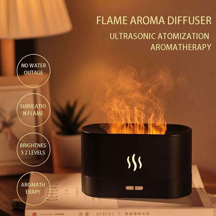 Flame Air Humidifier And Purifier Essential Oil Mist Diffuser Aromatherapy Transparent Water Tank - AjmanShop
