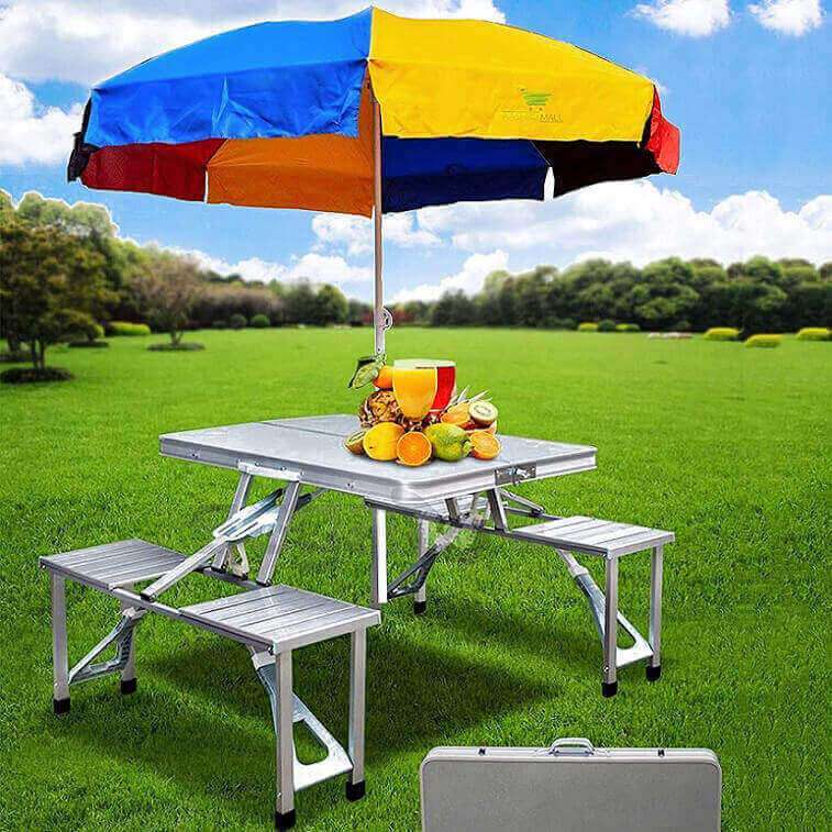 Folding Table Outdoor Connected Table And Chair One Office Table Portable Portable Hand held Exhibition Industry Picnic Set - Ajmanshop