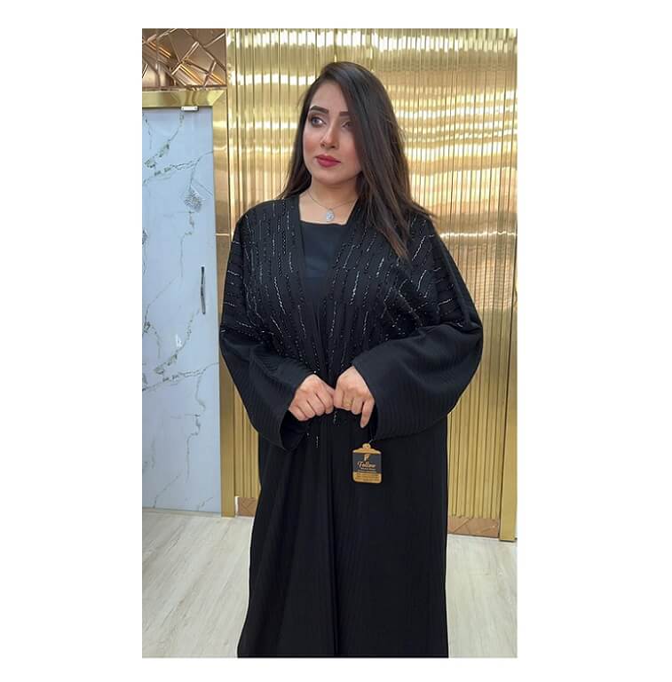 Follow Women Hand Work Black Abaya - AjmanShop