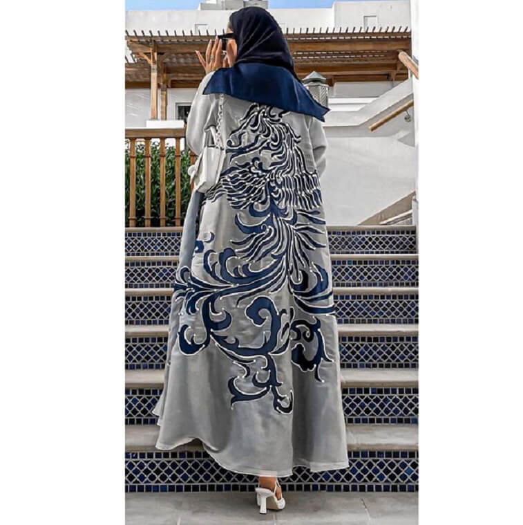 Grey Blue Abaya - AjmanShop