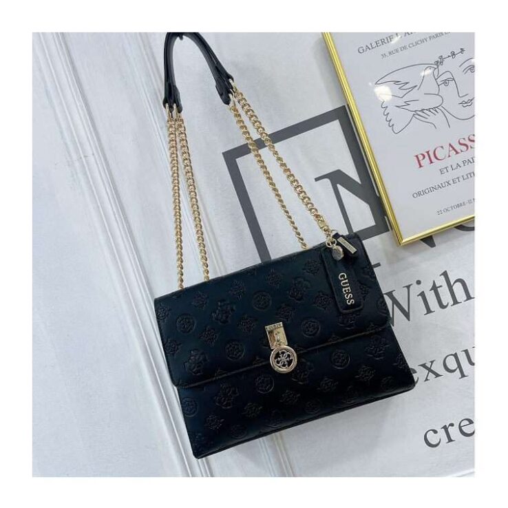 Guess Women Crossbody Chain Strap Ladies Bags Black - AjmanShop