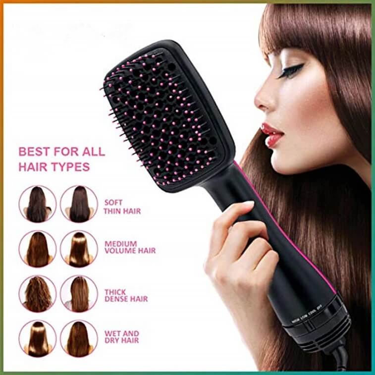 Hair Dryer Styler Brush Volumizer Comb Blow Dryer Salon Styler Straightener Curler Hot Air Brush in Ajman Shop Dubai