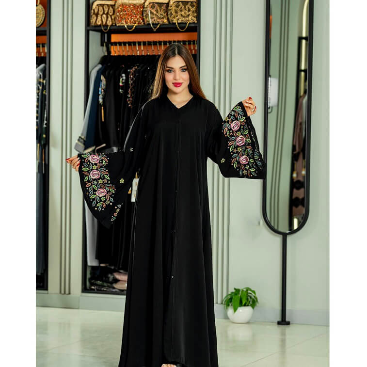 Hand Work Black Abaya - AjmanShop