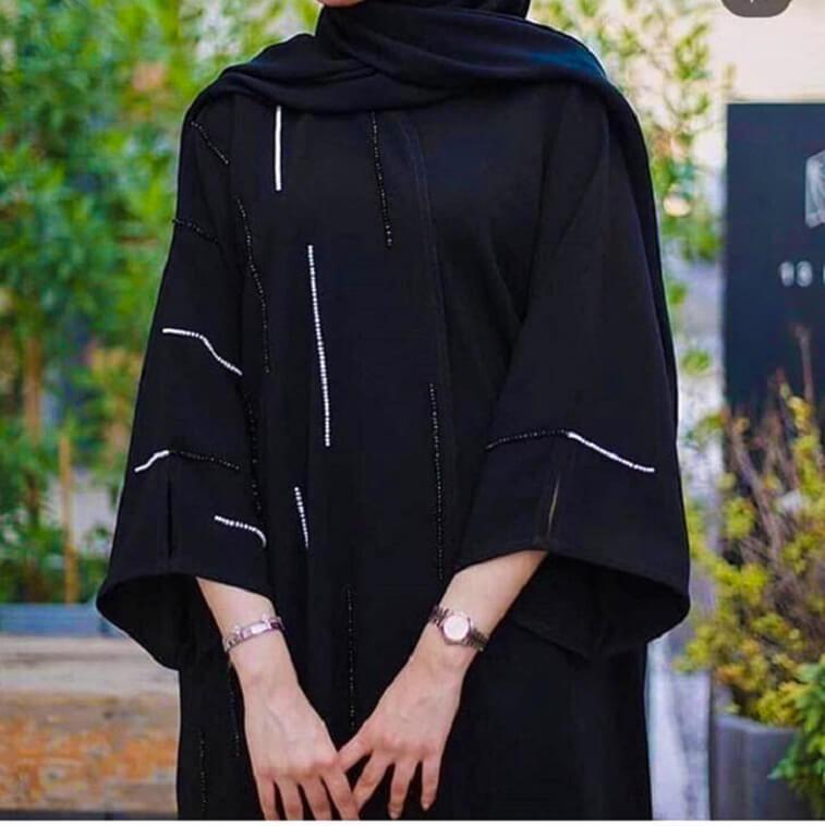 Hand Work Black Abaya - AjmanShop