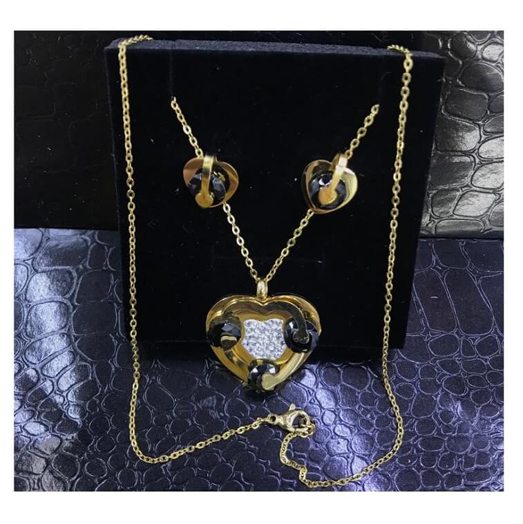 Heart Shape With Multi Stone Gold Jewelry Set AjmanShop