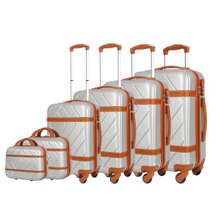 High Quality Vintage 5 Pieces Expandable Hard Spinner Luggage Set Light Grey - AjmanShop