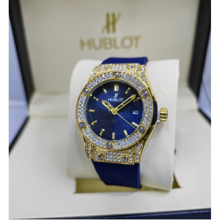 Hublot Women Watch with Diamond Cut Stone Navy Blue- AjmanShop