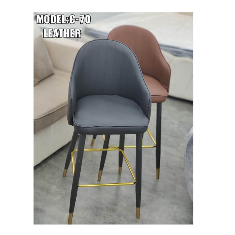 Leather Modern Bar Stools Height Chairs Dark Grey Ajman Shop