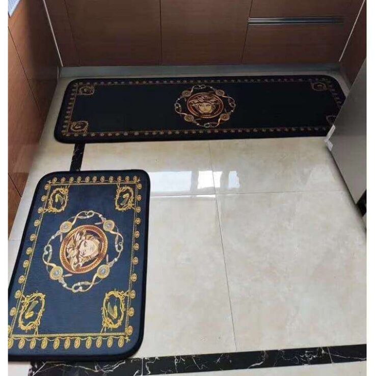 Logo Printed 2 Pieces Non Slip Kitchen Mat Set- AjmanShop