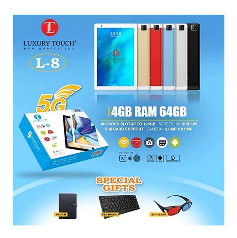 Luxury Touch Tablet L8 8 Inch 128GB 4GB 5G lTE Tab - AjmanShop