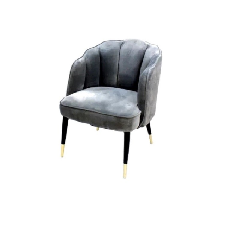 Luxury Velvet Dining Chair with Armrests Pistachio Clamshell Design Light Grey 1