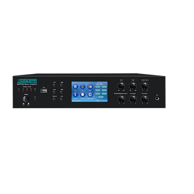 MP2708 6 Zones Mixer Amplifier with Timer USB Tuner Bluetooth