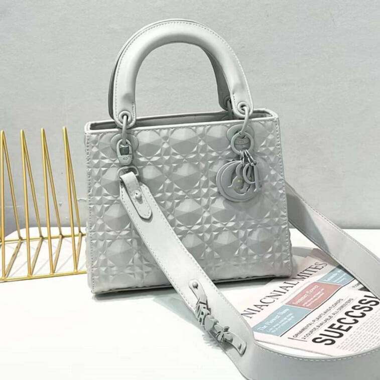 Medium Lady Christian Dior Bag 24cm White- AjmanShop