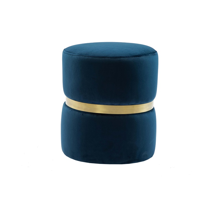 Modern Luxury Round Cube Ottoman Pouf Stool Ottoman Storage Bench Blue