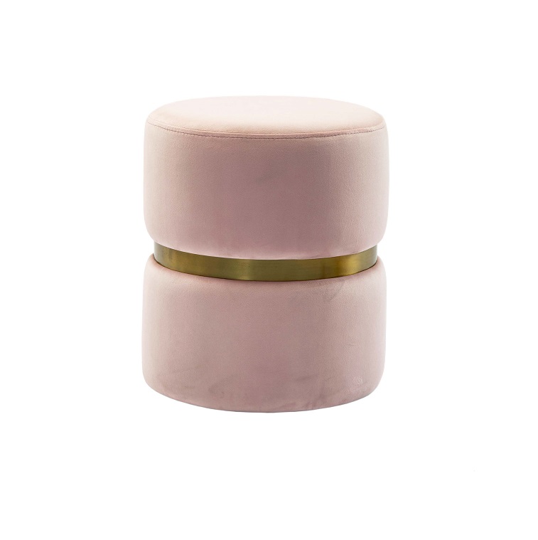 Modern Luxury Round Cube Ottoman Pouf Stool Ottoman Storage Bench Rose