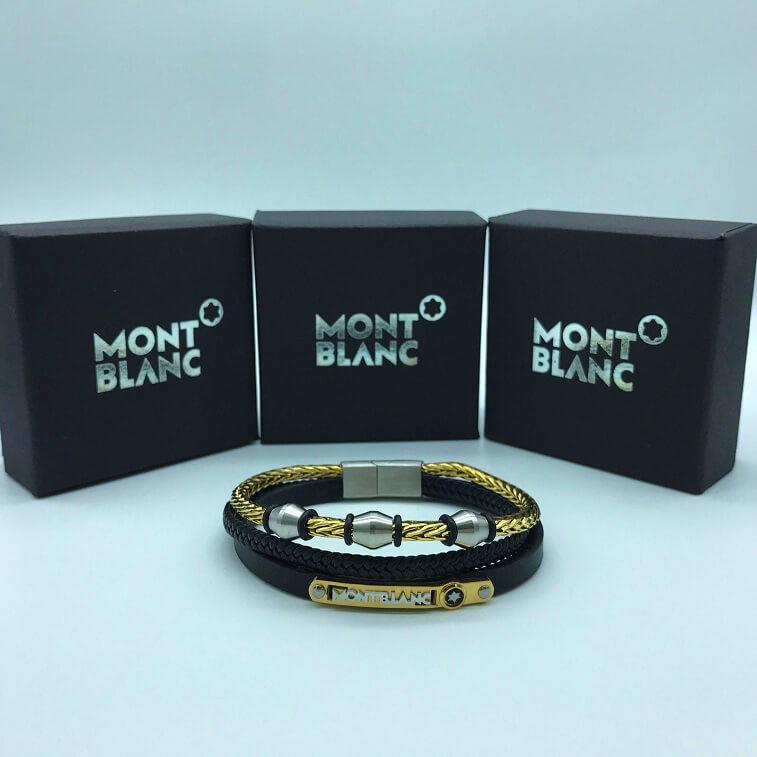 Mont Blanc Bracelet Leather Chain Combination With Stainless Steel Leather Unisex - AjmanShop