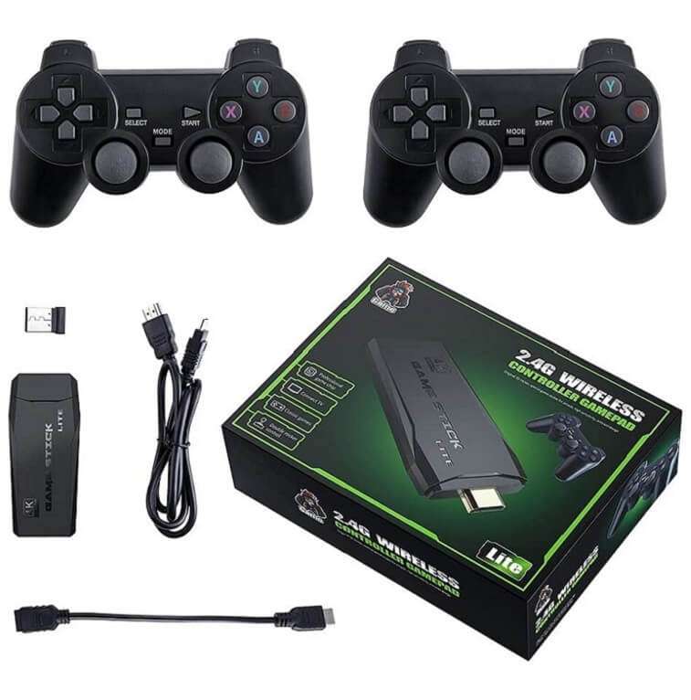 Nano Classic Game Stick 4K Game Console with 2 2.4G Wireless Gamepads- AjmanShop