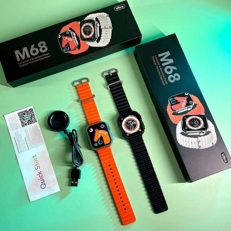 New M68 Ultra Smart Watch With Ocean Band Waterproof SmartWatch - AjmanShop