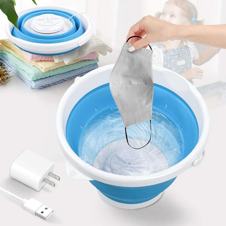 Portable Folding Washing Machine 10 Watts 10L Mini Ultrasonic Turbine Bucket Washer with USB Plug in Ajman Shop Dubai