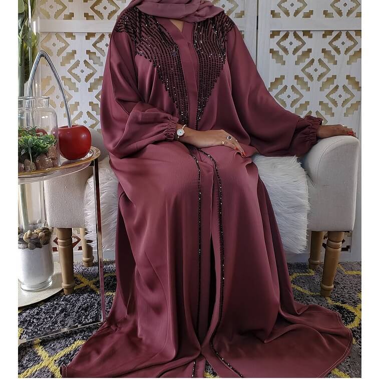 Purple Black Stone Abaya - AjmanShop