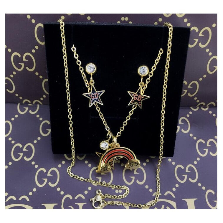 Rainbow Monogram Gold Jewelry Set AjmanShop 1