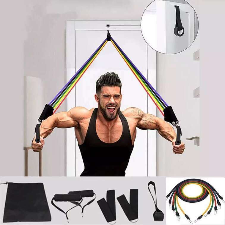 Resistance Bands Set Expander Yoga Exercise Fitness Rubber Tube Band Stretch Training 11Pcs - AjmanShop