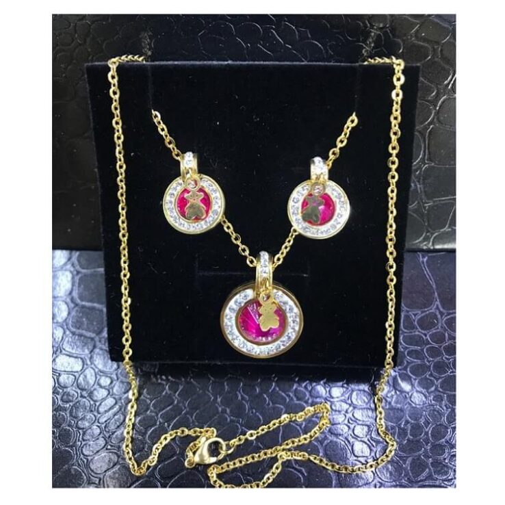 Round Shape Golden 3 Pcs Jewelry Set - AjmanShop