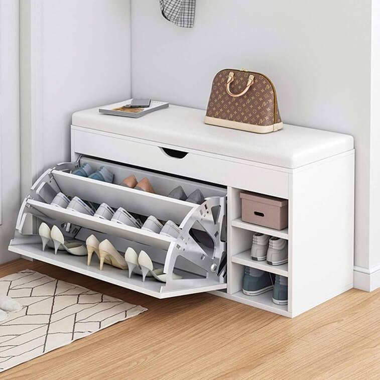 Shoe Storage Bench with Hidden Shoe Shelf Shoe Bench Shoe Organizer Modern Decorative Furniture White in Ajman Shop Dubai