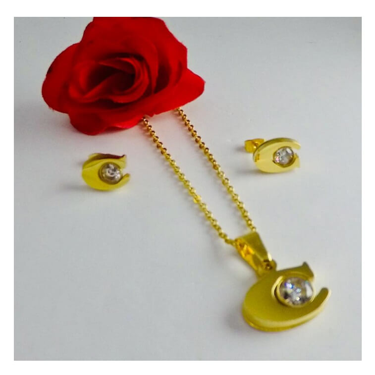 Stone Pendant Golden Jewelry Set - AjmanShop