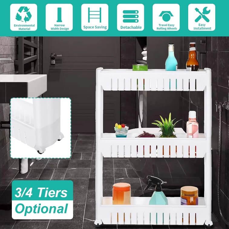 Tier Plastic Multipurpose Kitchen Storage Rack Fridge Side Shelf Removable With Four Wheels for Bathroom in Ajman Shop Dubai