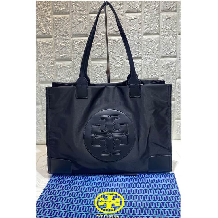 Tory Burch Womens Ella Tote Bag Black- AjmanShop