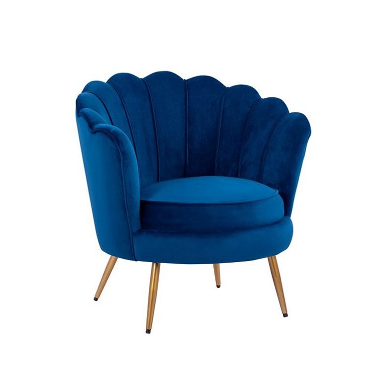 Tulip Velvet Sofa Single Seater Queen Lounge Chair Blue in AjmanShop Dubai