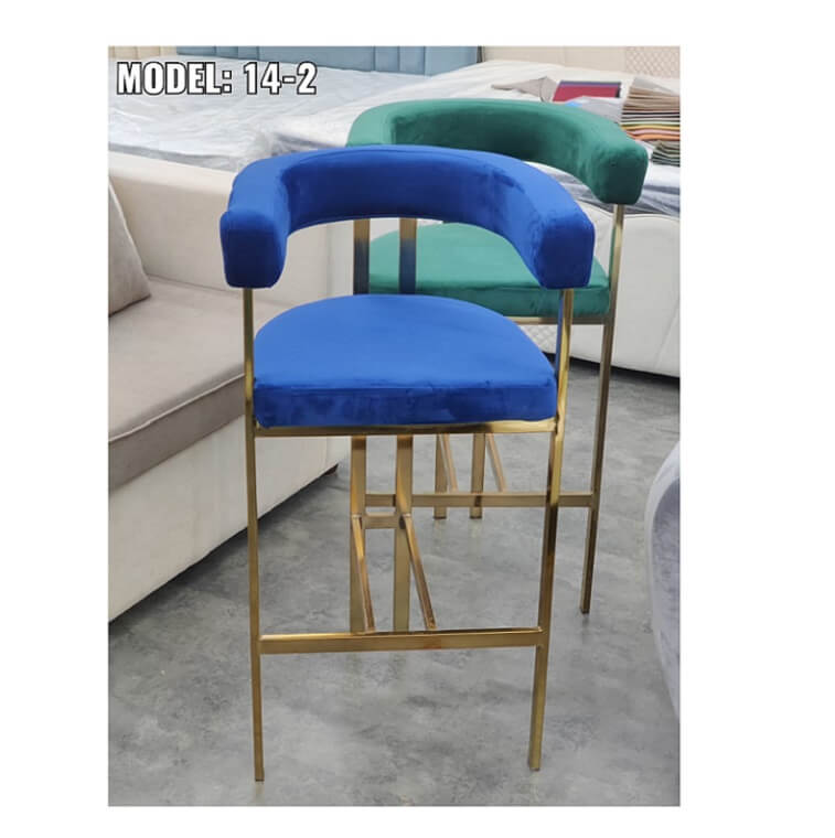 Velvet Dining Chair Bar Counter Stylish Chair Blue 1