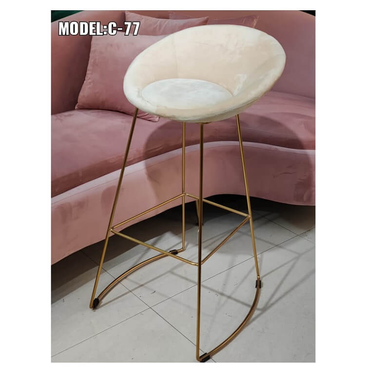 Velvet Modern Bar Stools 30 Inch Bar Height Chairs Cream Ajmanshop