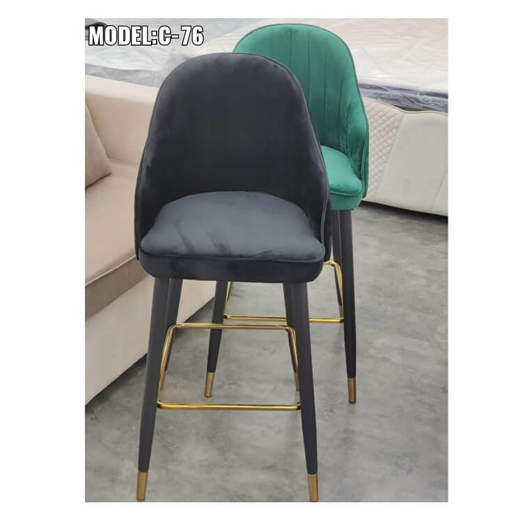 Velvet Modern Bar Stools Height Chairs Black Ajmanshop