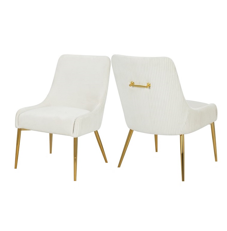 Velvet Side Chair With Gold Legs Handle White in Ajman Shop Dubai