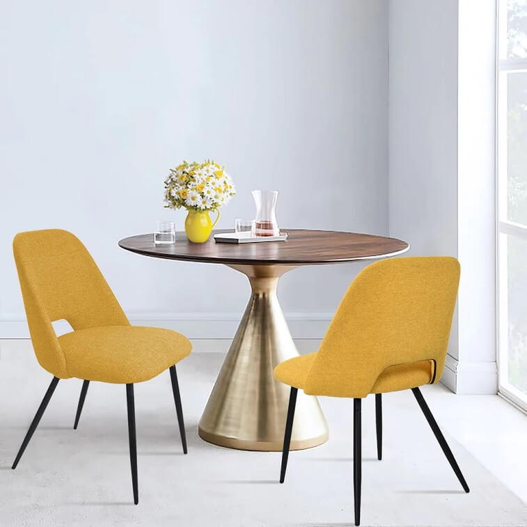 Velvet Stylish Side Chair for Home Yellow 1