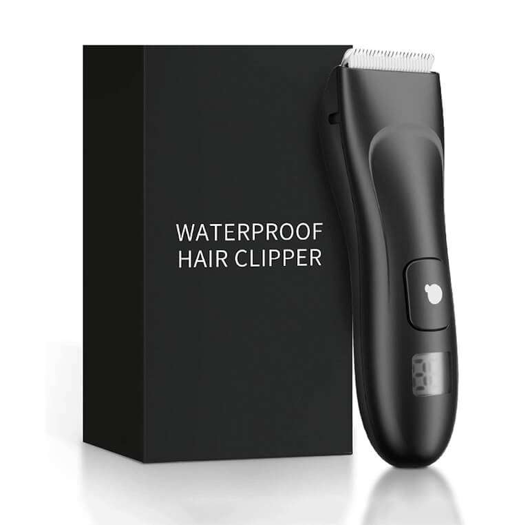 Waterproof Hair Trimmer for Men USB Rechargeable Electric Body Hair Grooming Trimmer Ultimate Male Hygiene Razor with LED Display Black - Ajmanshop