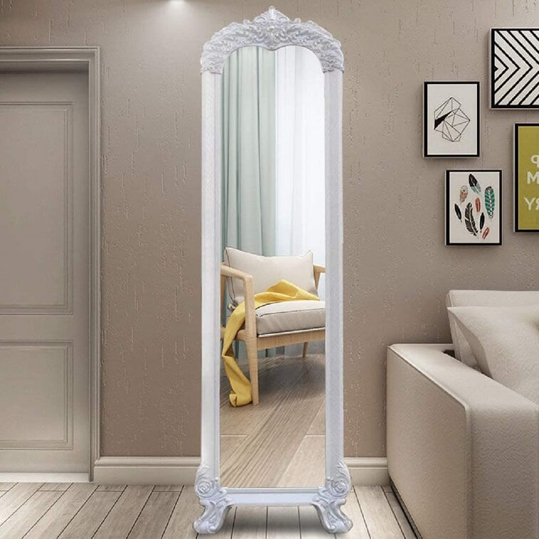 White Vintage 3D Decorative Floor Stand Full Length Dressing Mirror in Ajman Shop Dubai